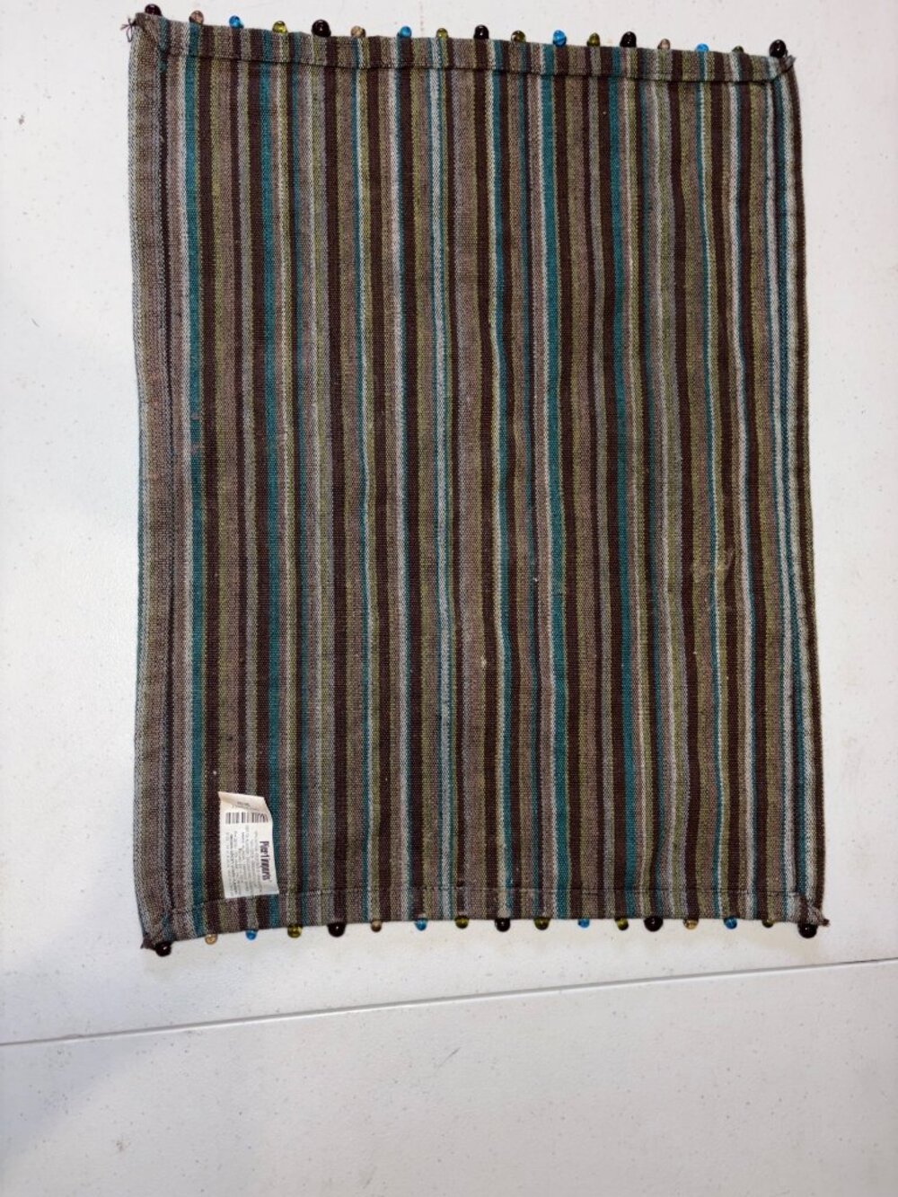 Pier 1 Imports Brown Spice Stripe Placemat With Beaded Edging 14x18 Inches